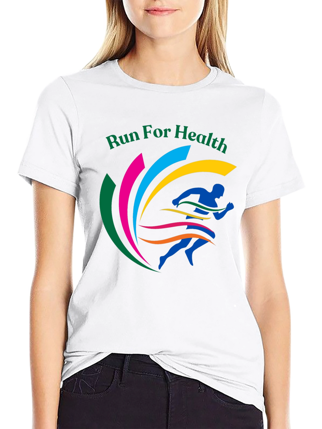 Run For Health Graphic Tee Black Cotton Blend