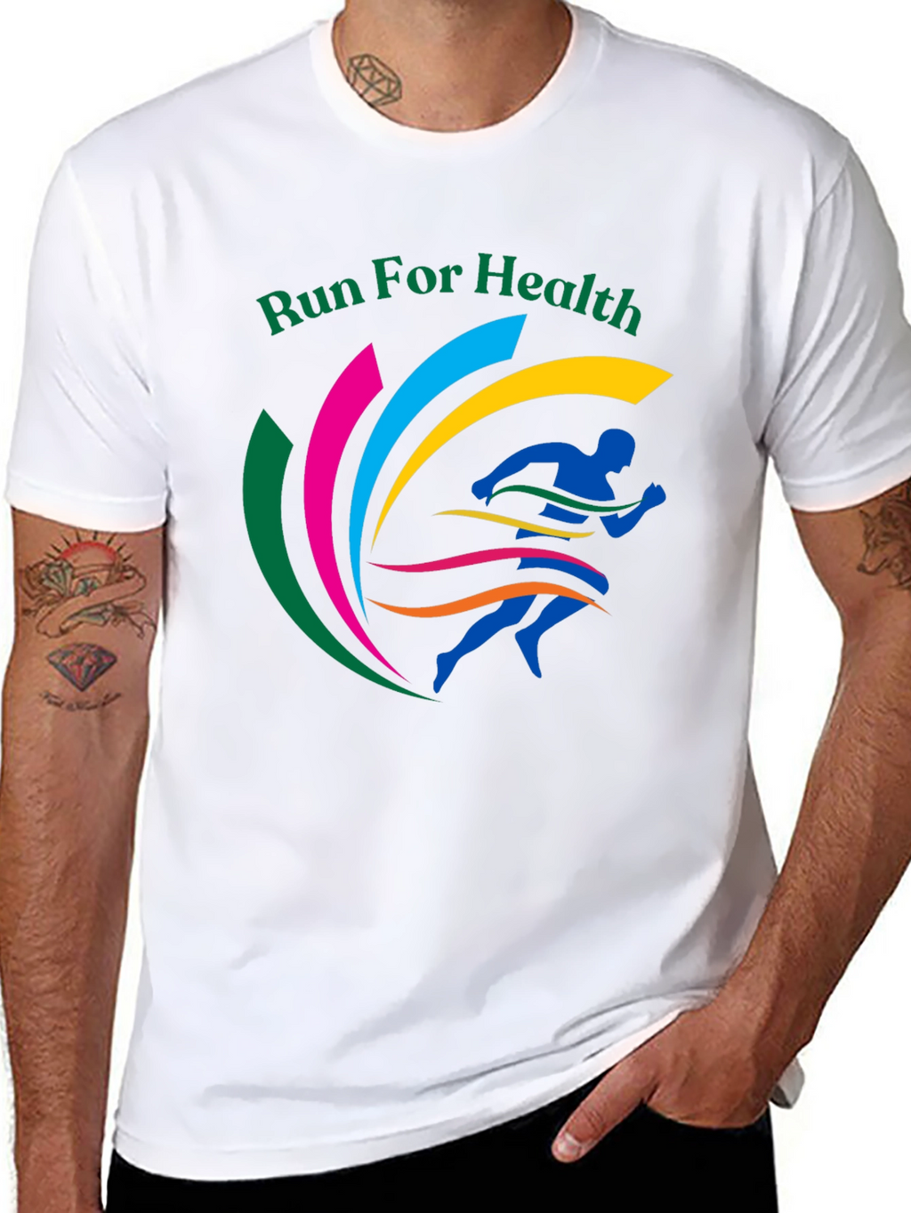 Run For Health Graphic Tee Black Cotton Blend