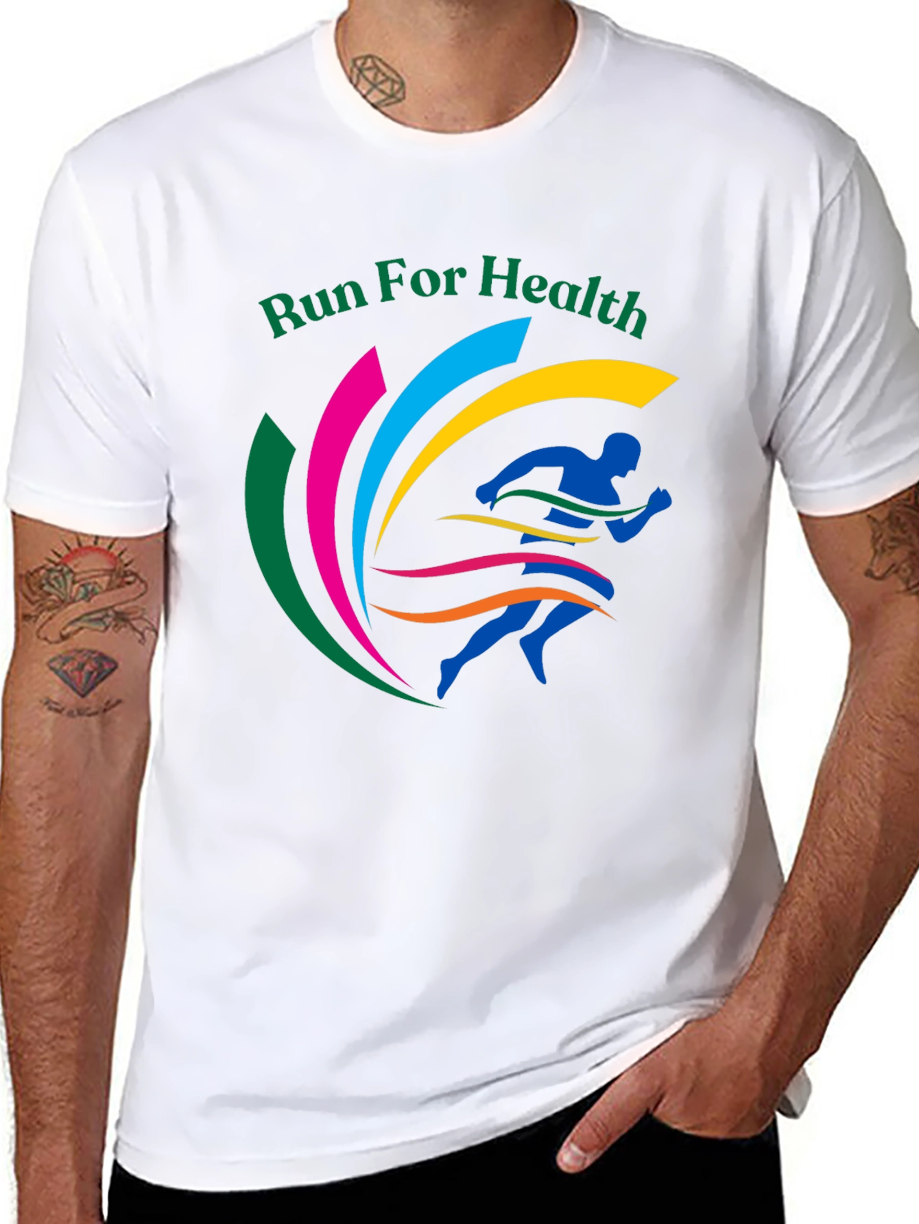 Run For Health Graphic Tee Black Cotton Blend