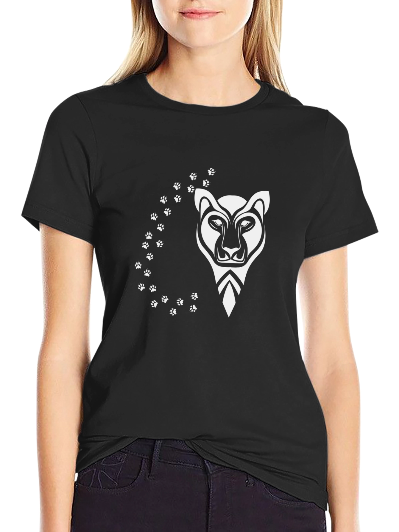 Black T-Shirt with Panther Design