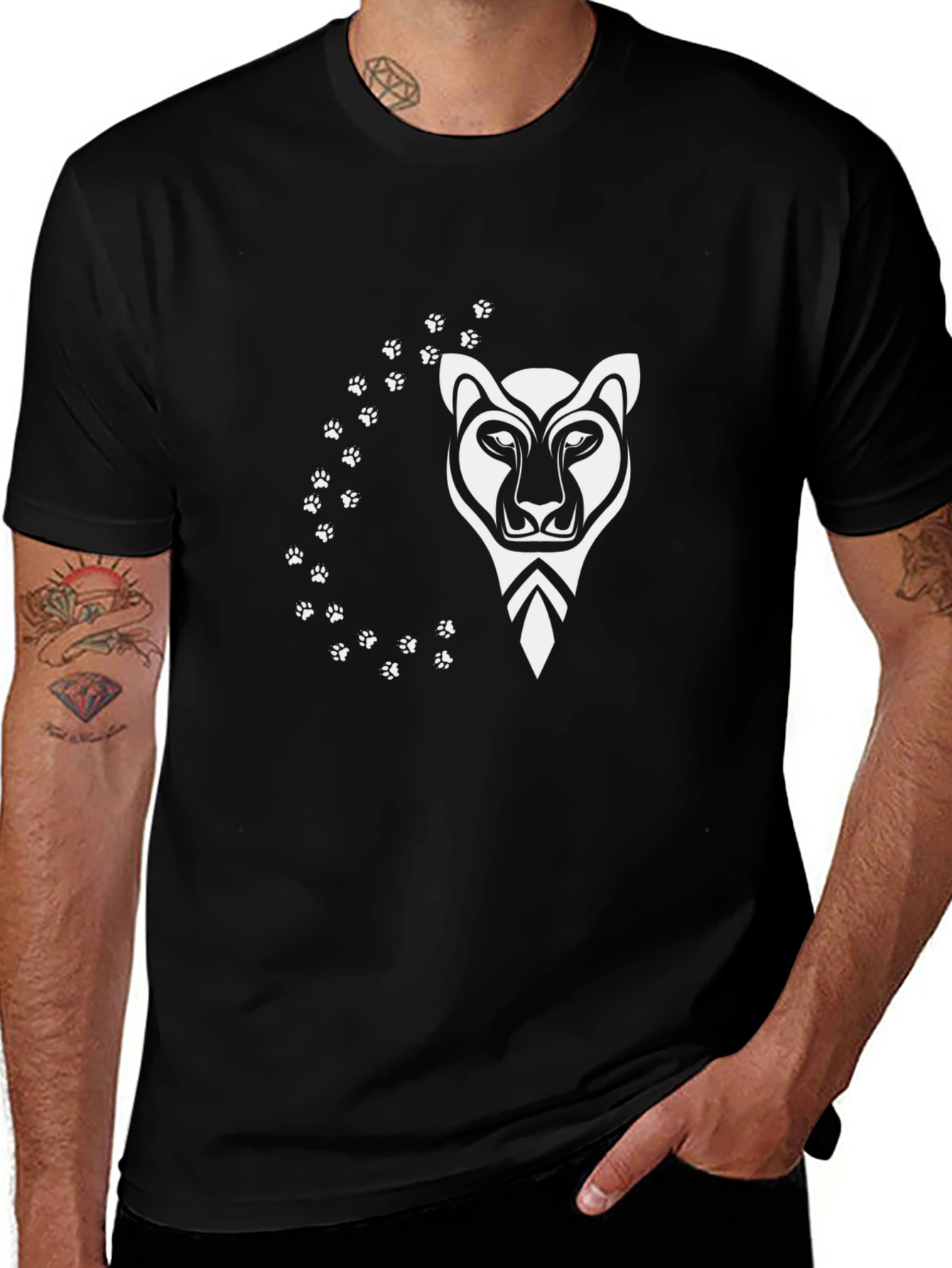 Black T-Shirt with Panther Design