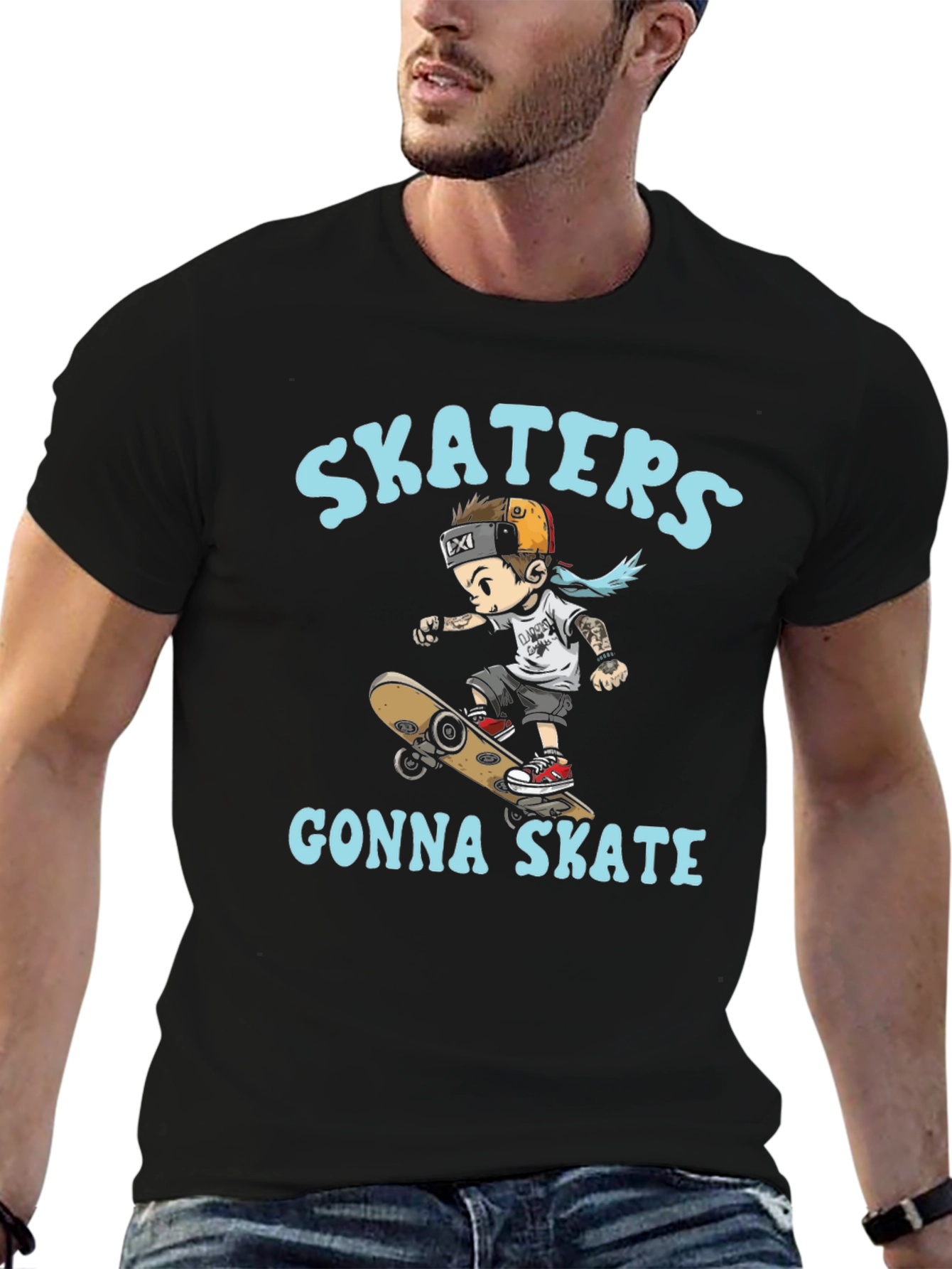Skaters Gonna Skate T-Shirt - Black Cotton Tee
