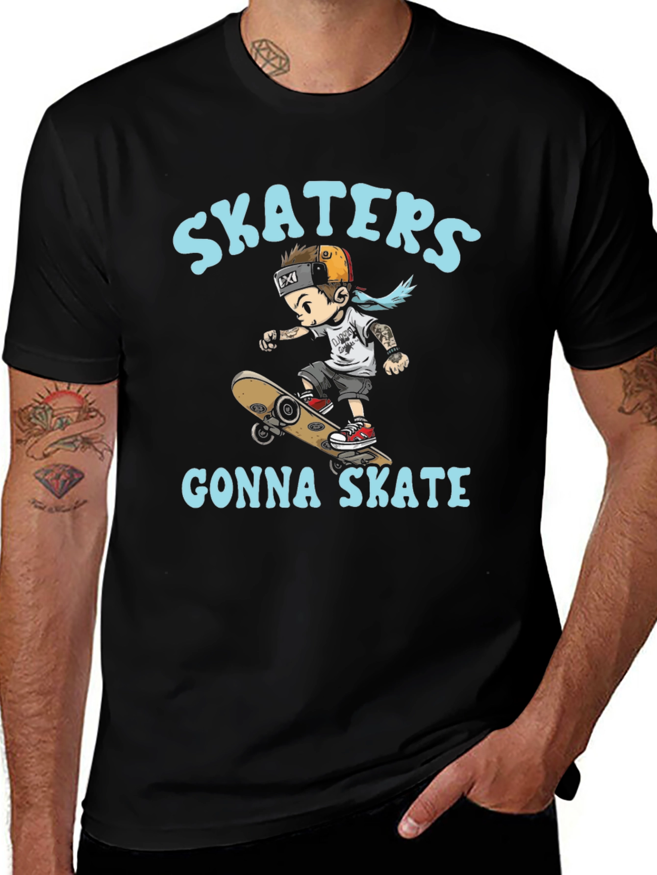 Skaters Gonna Skate T-Shirt - Black Cotton Tee