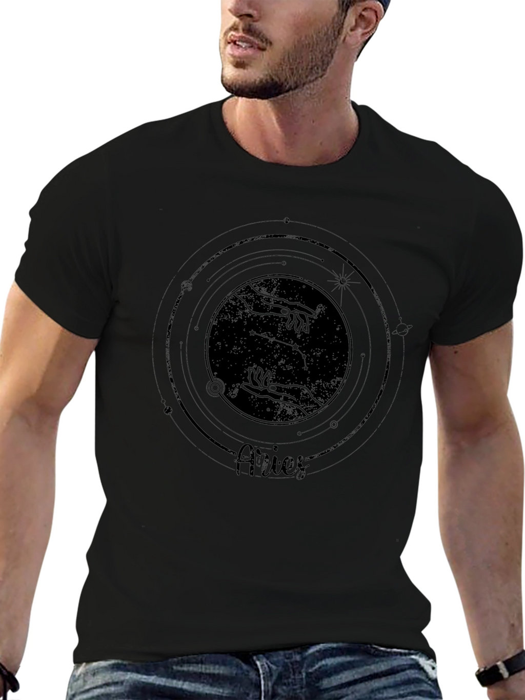 Aries Zodiac Graphic Tee - Stylish Black T-Shirt