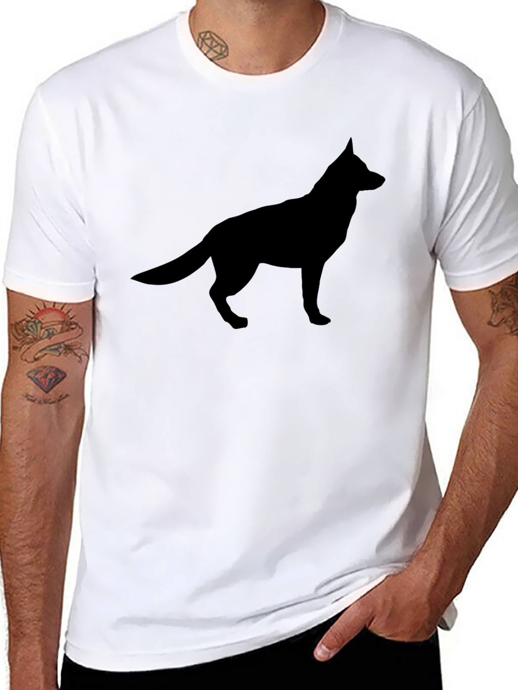 Black Dog Silhouette Tee - Modern Graphic T-Shirt