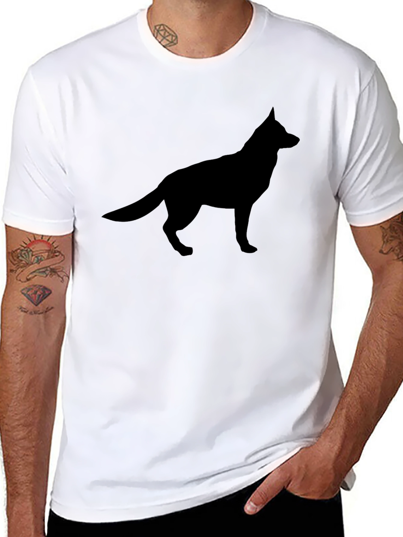Black Dog Silhouette Tee - Modern Graphic T-Shirt