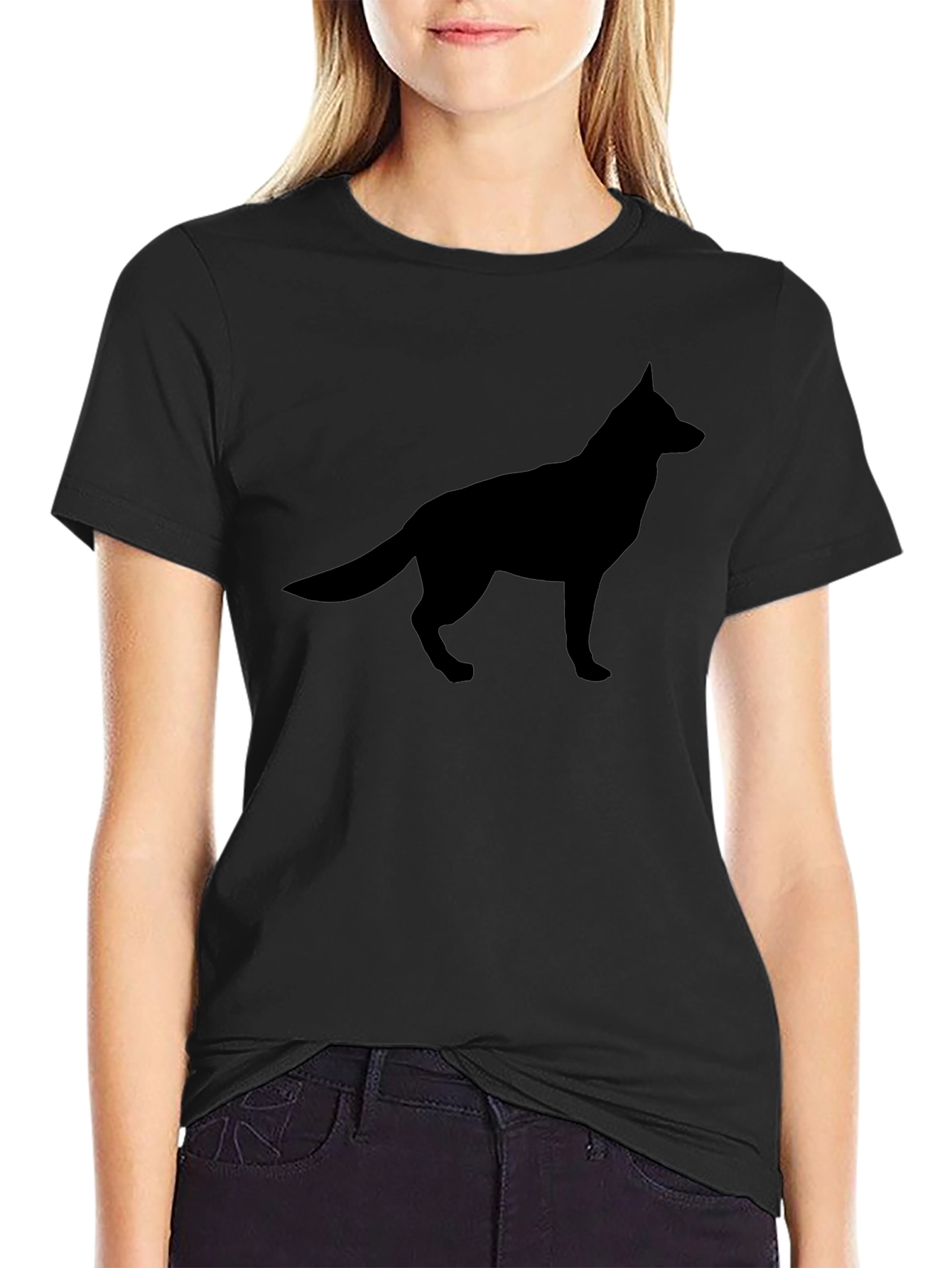 Black Dog Silhouette Tee - Modern Graphic T-Shirt