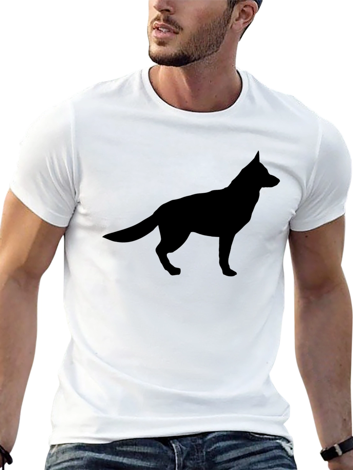 Black Dog Silhouette Tee - Modern Graphic T-Shirt