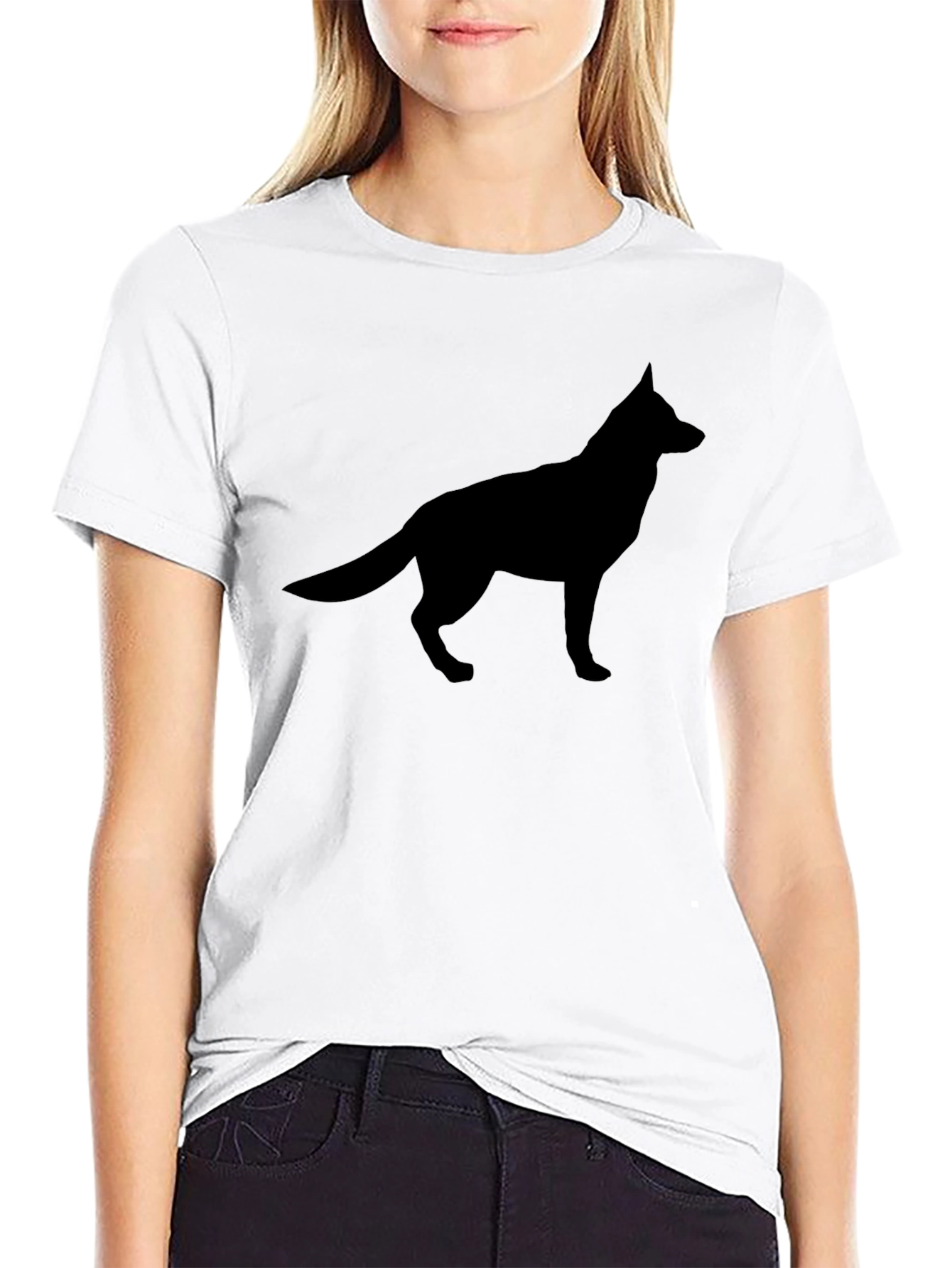Black Dog Silhouette Tee - Modern Graphic T-Shirt