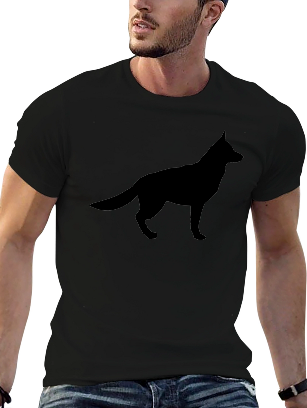 Black Dog Silhouette Tee - Modern Graphic T-Shirt