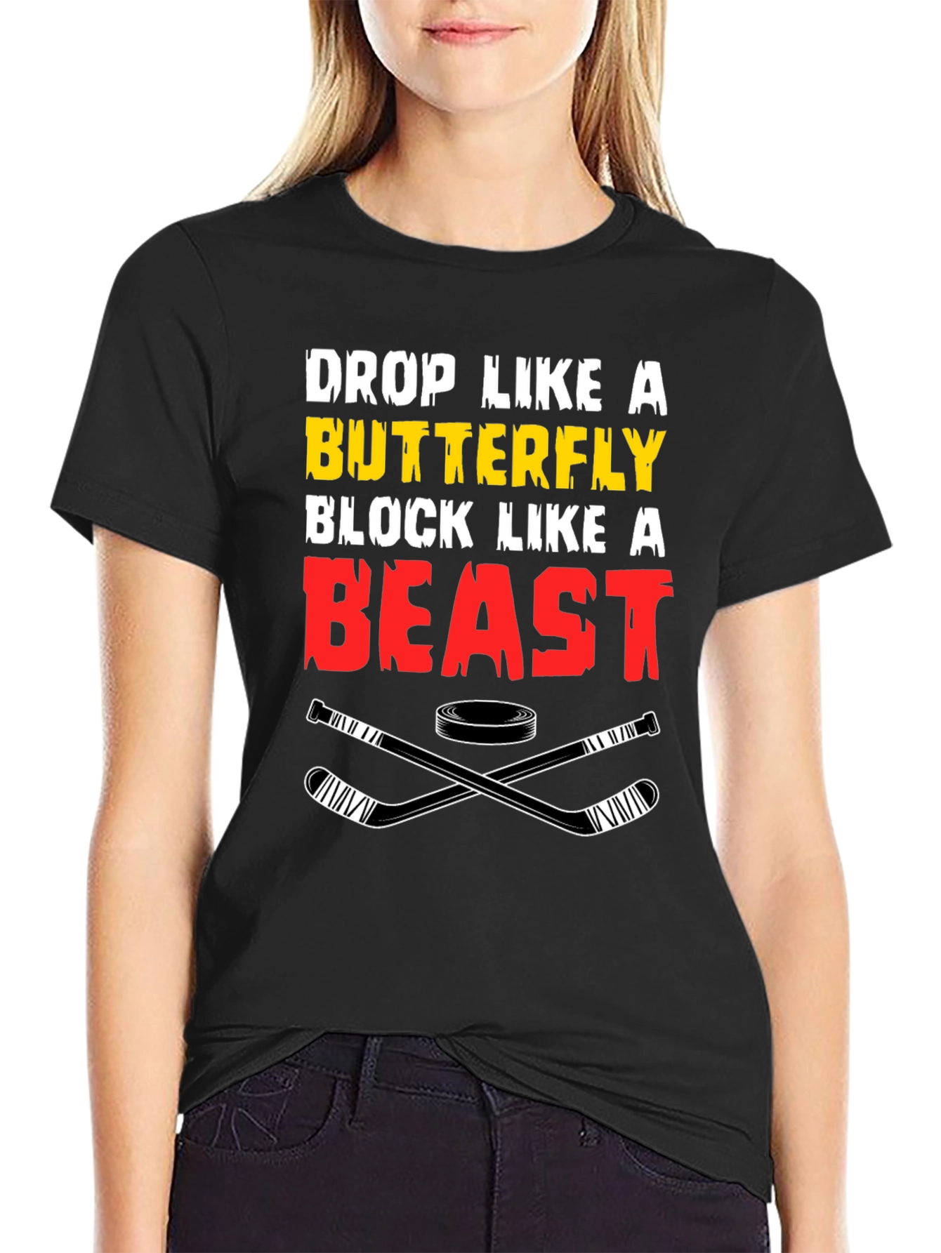 Hockey T-Shirt - Drop Like A Butterfly Block Like a Beast