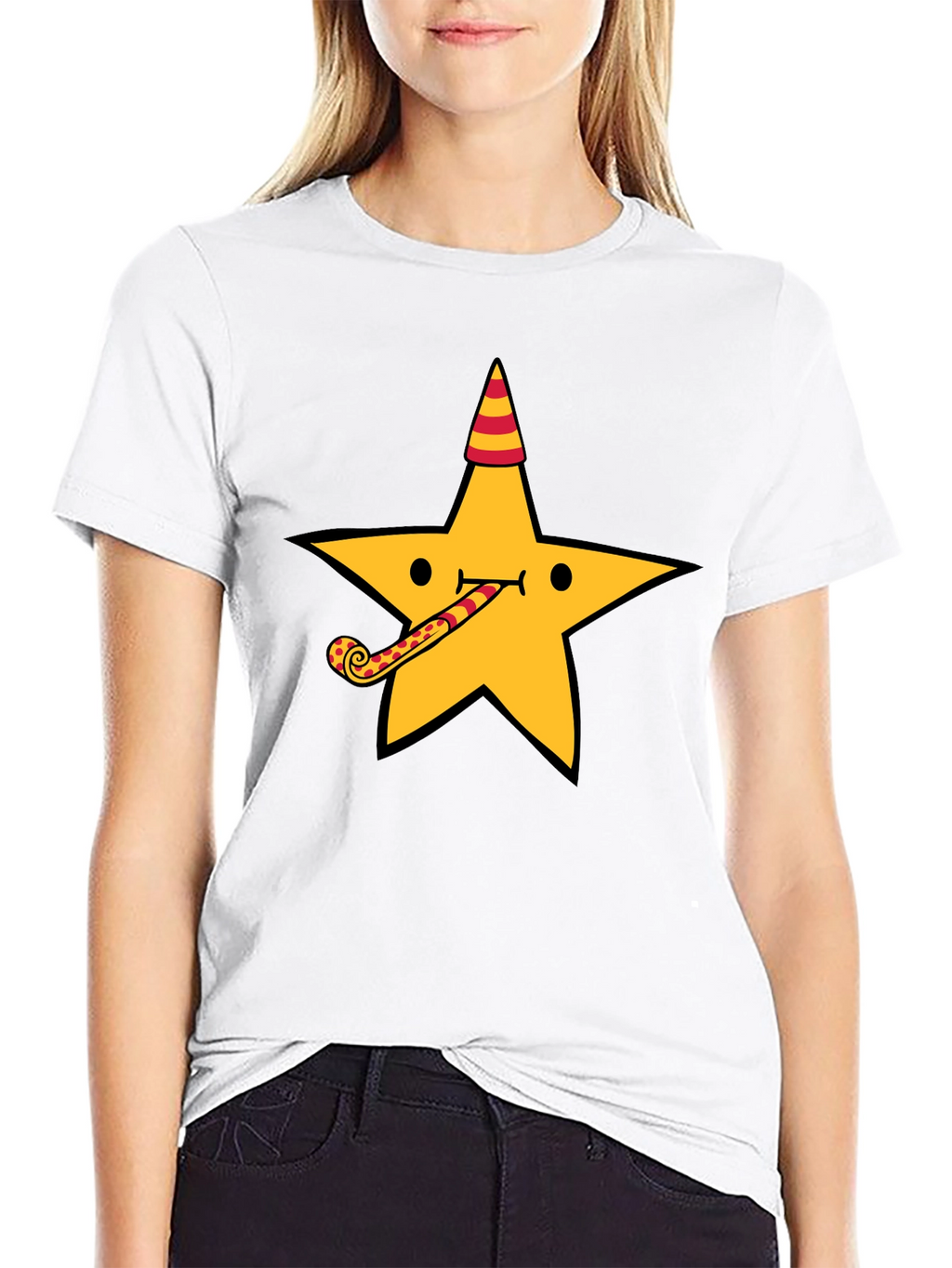 Party Star Graphic Tee - Fun Black T-Shirt