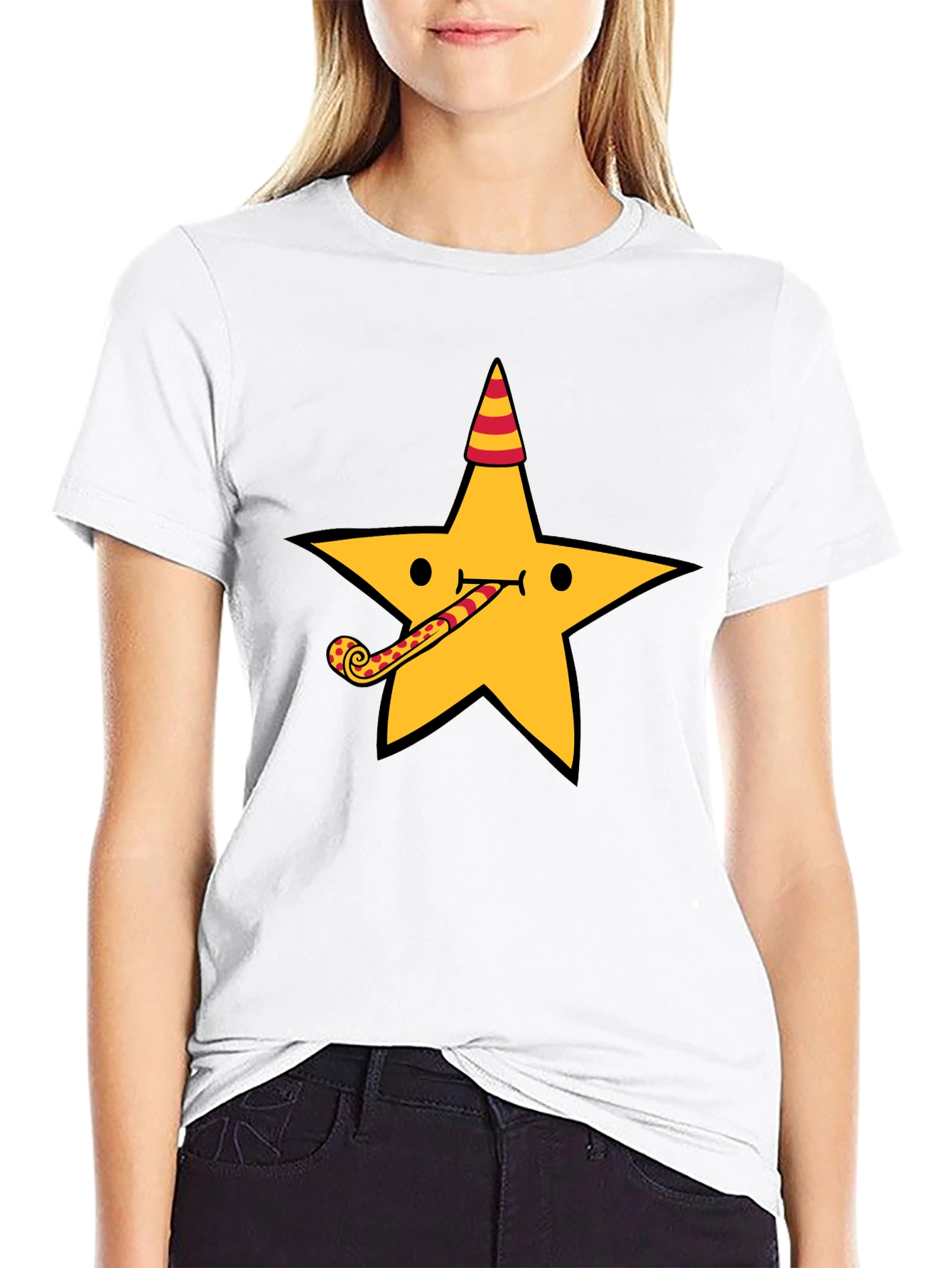 Party Star Graphic Tee - Fun Black T-Shirt