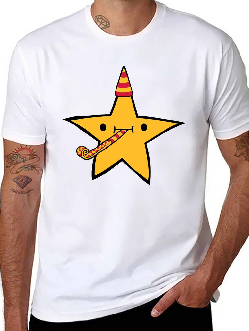 Party Star Graphic Tee - Fun Black T-Shirt