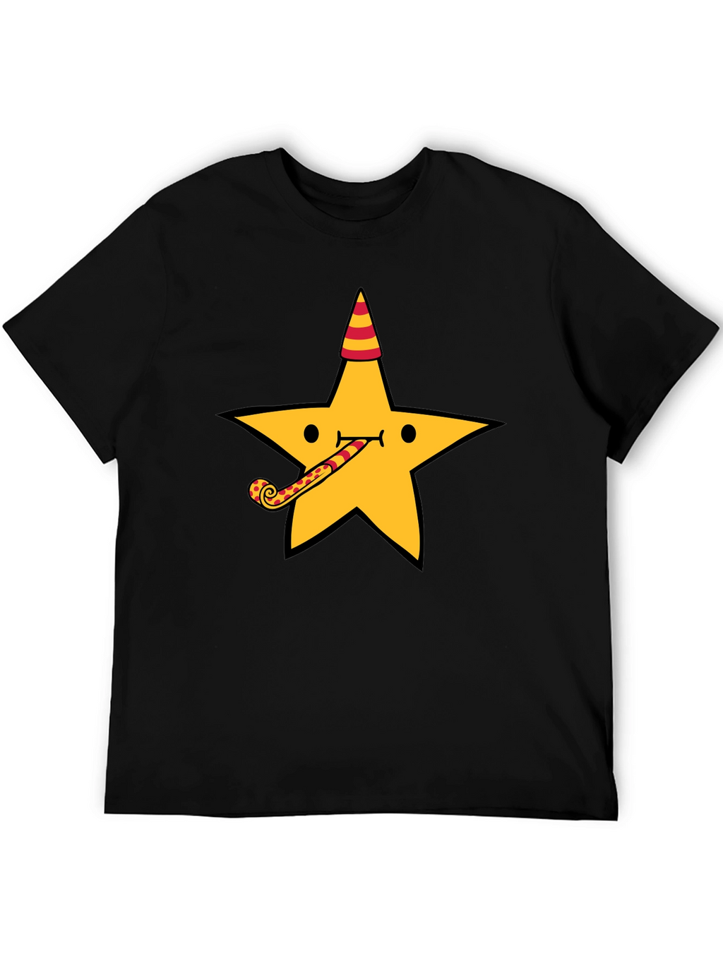 Party Star Graphic Tee - Fun Black T-Shirt