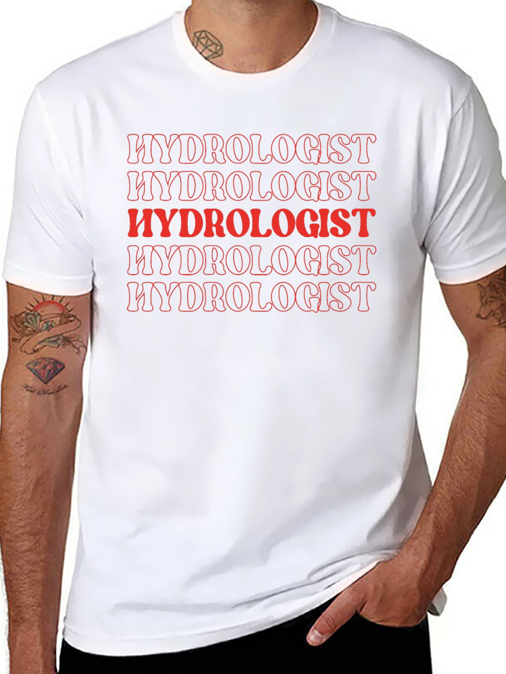 Hydrologist T-Shirt - Trendy Red Text Design