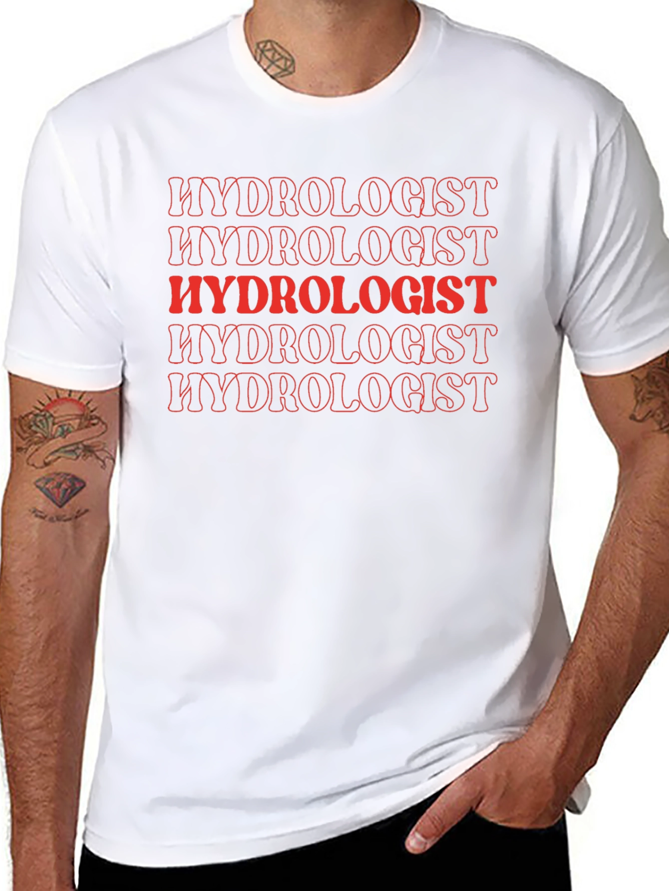 Hydrologist T-Shirt - Trendy Red Text Design
