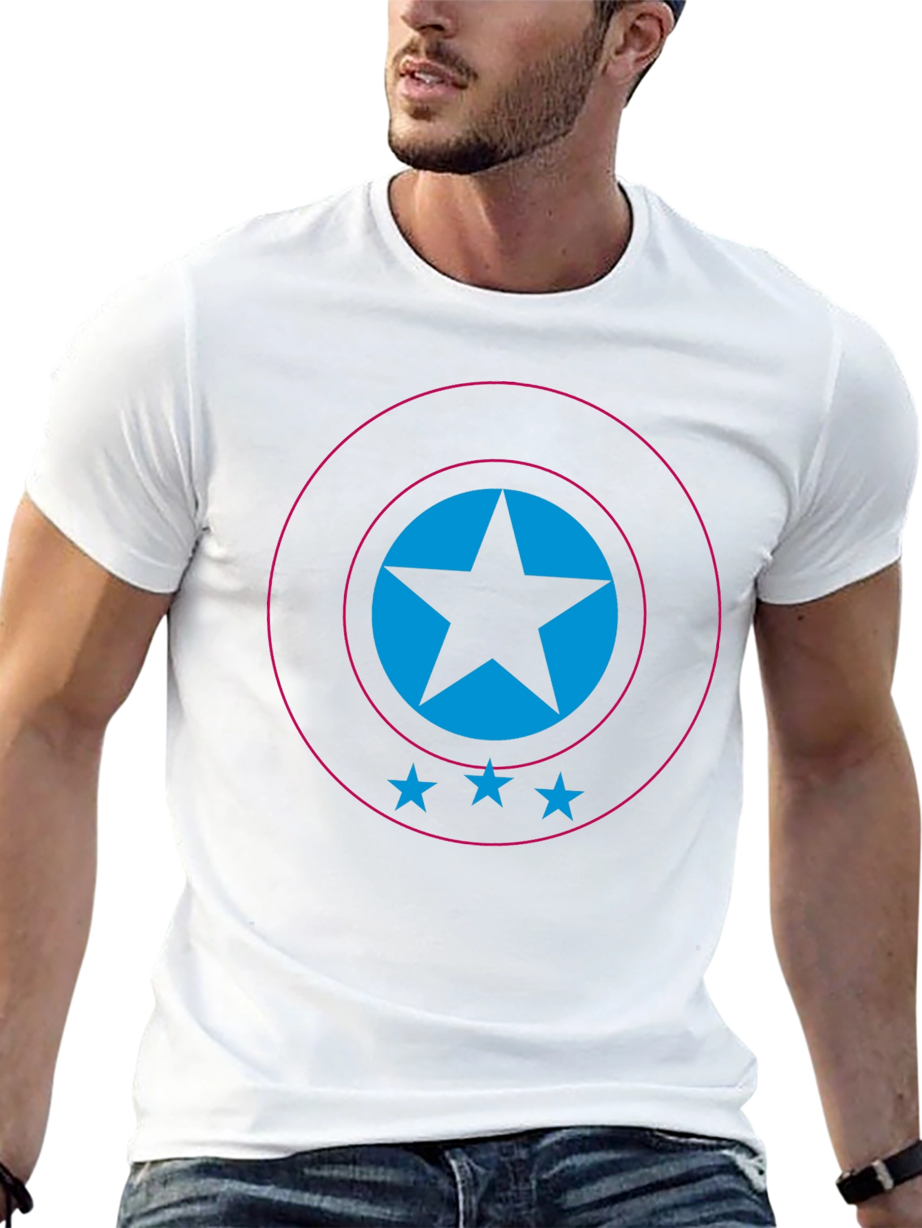 Stylish Black T-Shirt with Star Shield Design