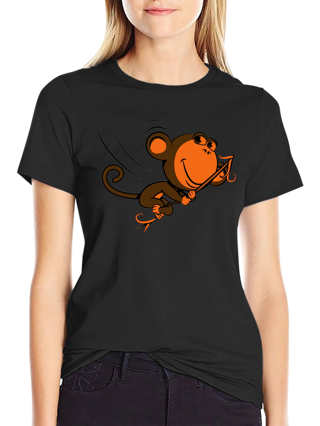Monkey Swinging T-Shirt - Fun Cartoon Design
