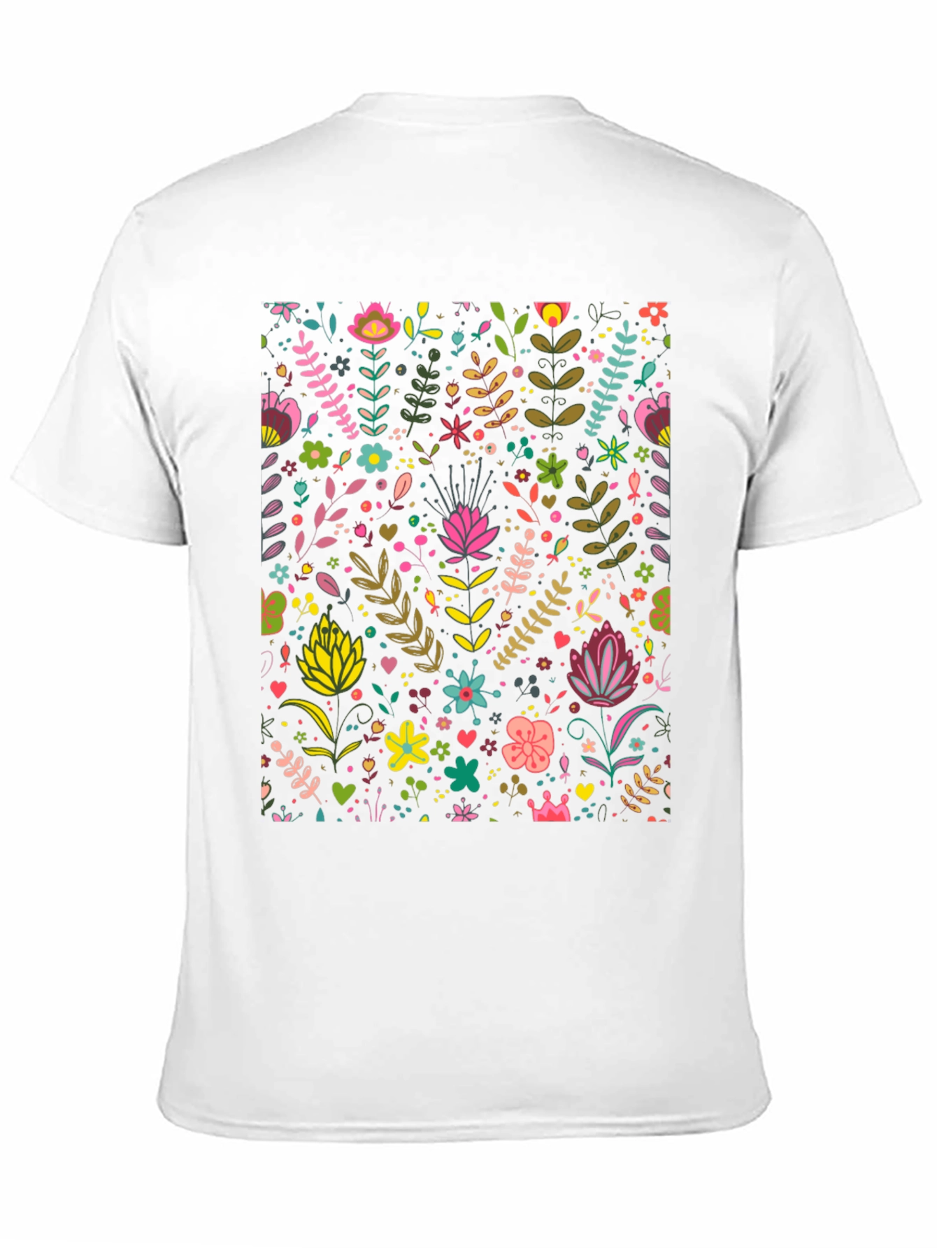Floral Pattern T-Shirt - Black