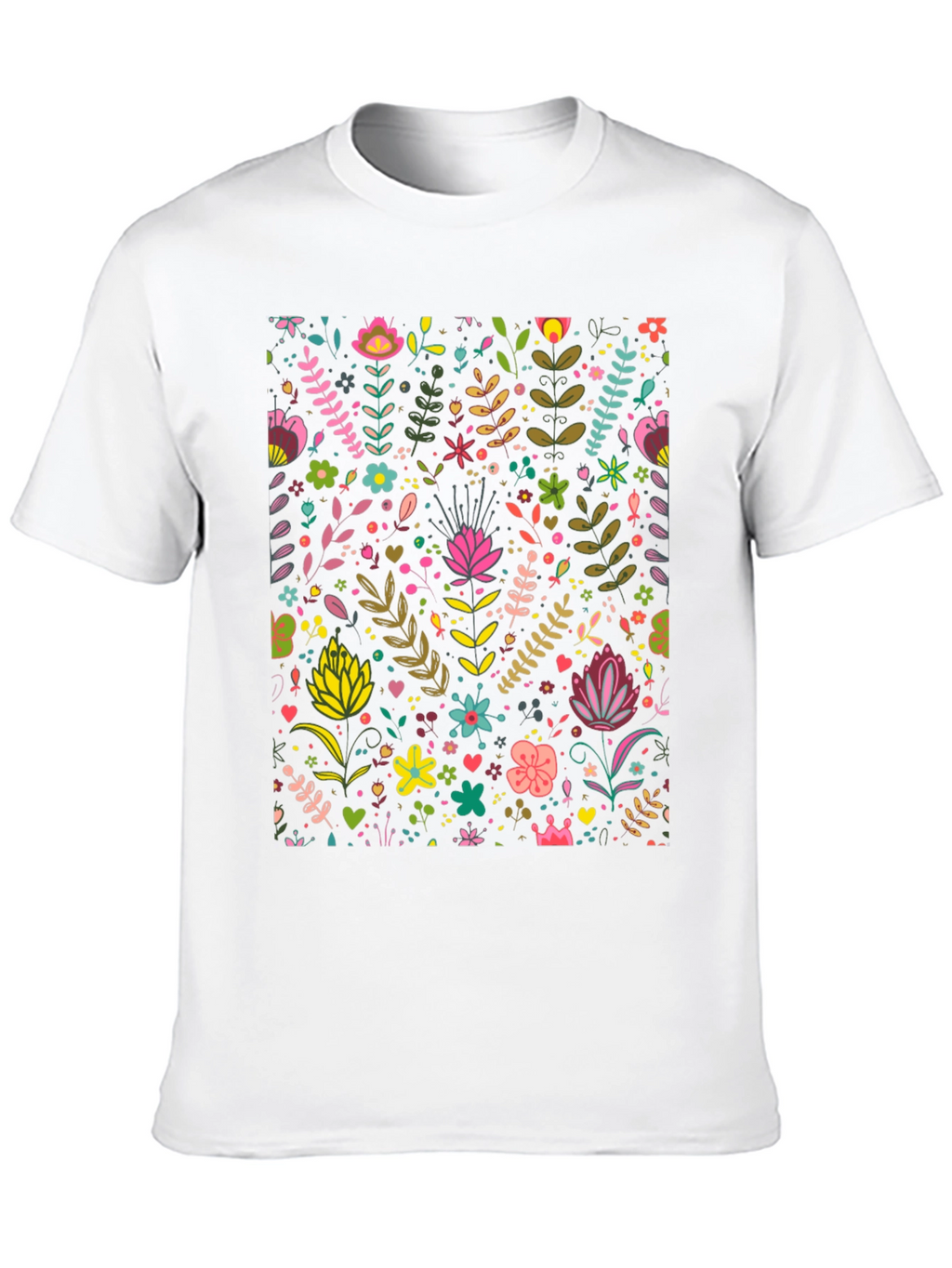 Floral Pattern T-Shirt - Black