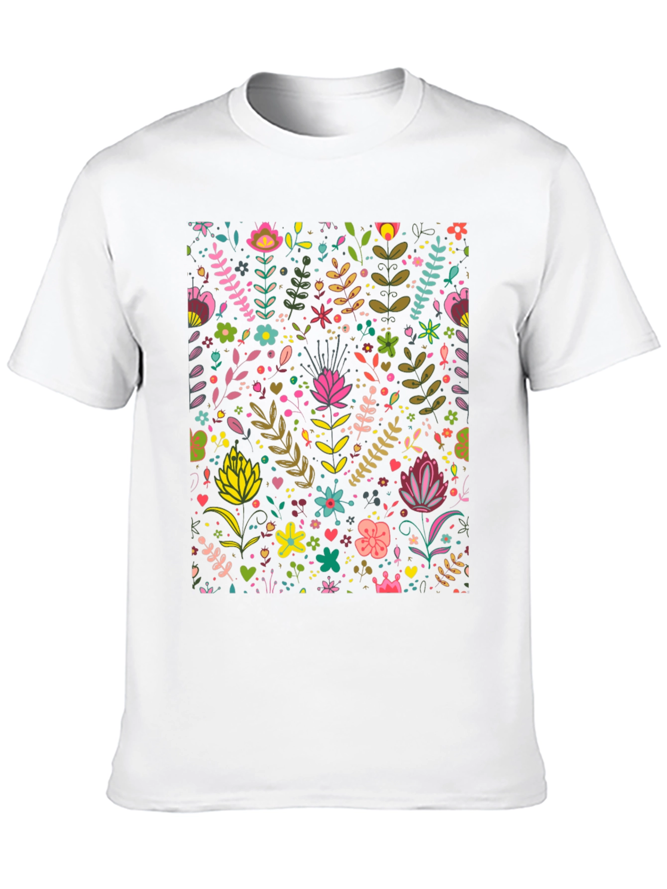 Floral Pattern T-Shirt - Black