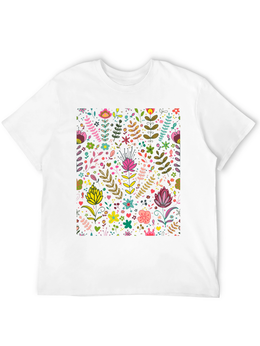 Floral Pattern T-Shirt - Black