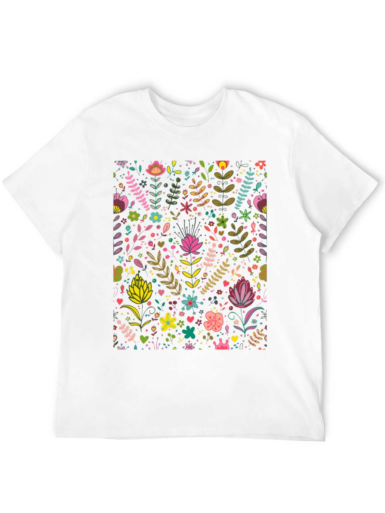 Floral Pattern T-Shirt - Black