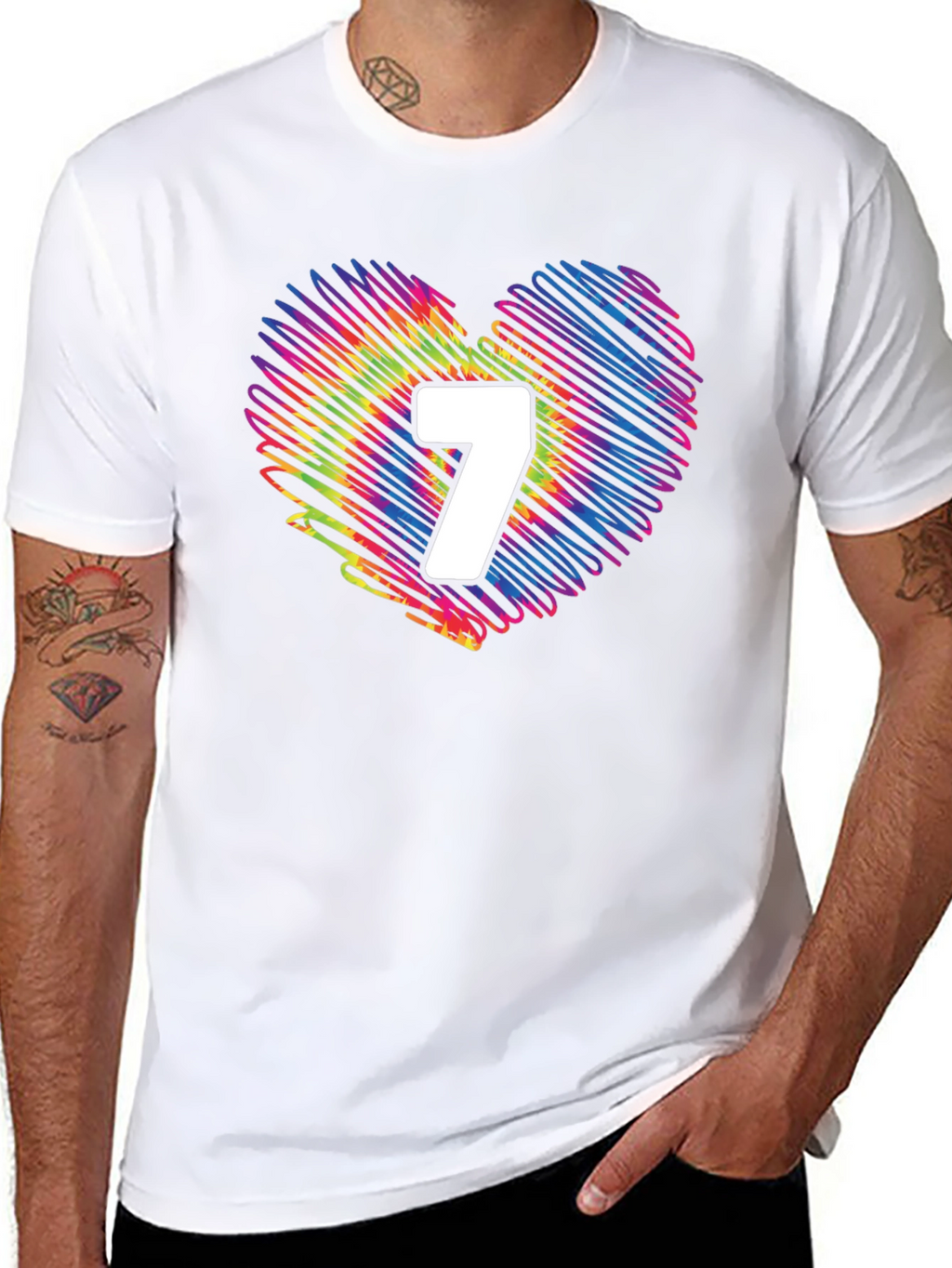 Rainbow Heart Number 7 T-Shirt