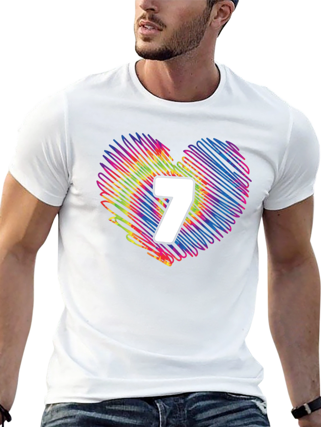 Rainbow Heart Number 7 T-Shirt
