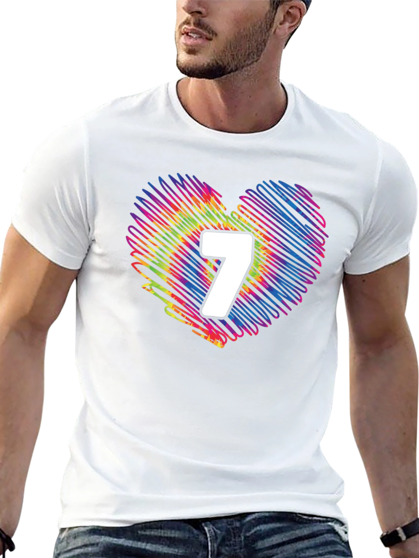 Rainbow Heart Number 7 T-Shirt