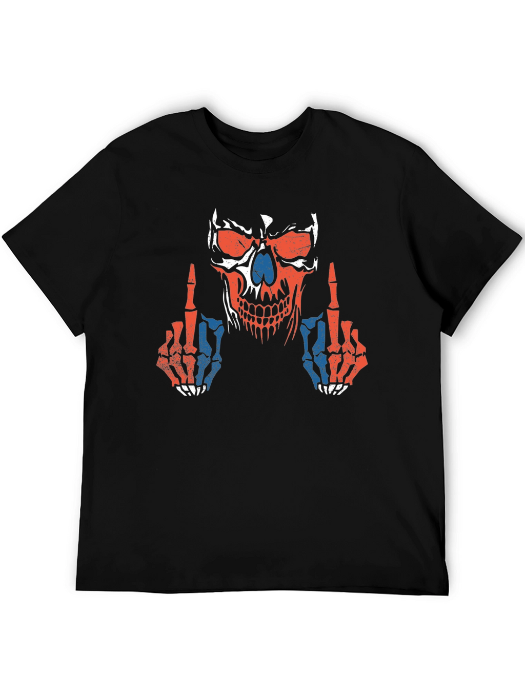 Skull Middle Finger Graphic T-Shirt