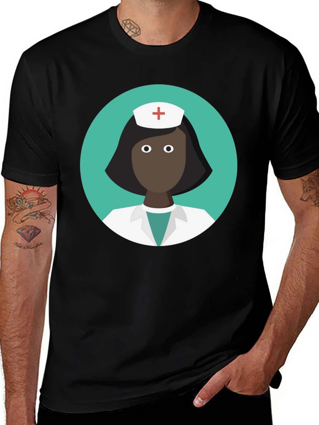 Nurse Graphic Black T-Shirt - Medical Professional Tee