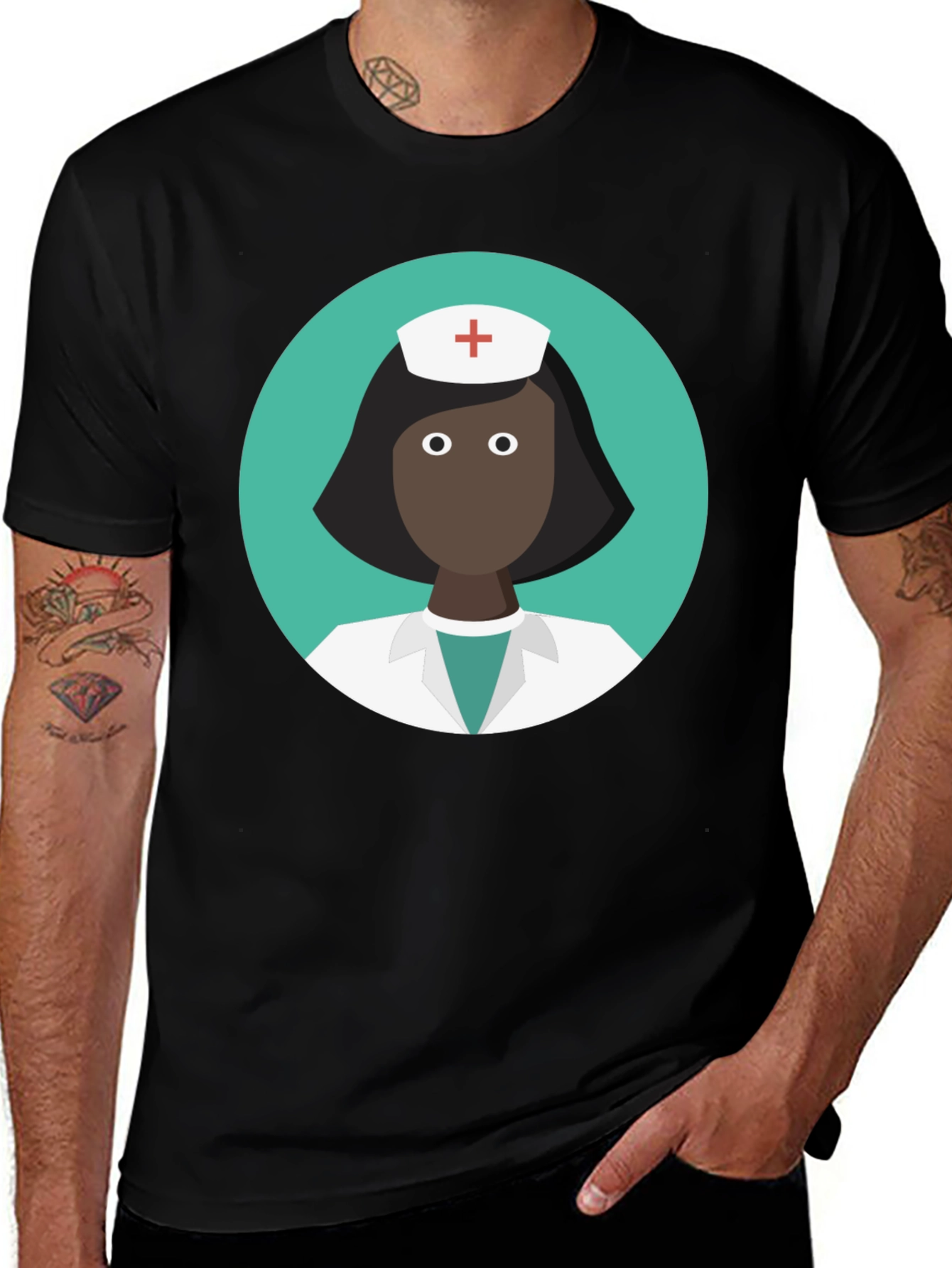 Nurse Graphic Black T-Shirt - Medical Professional Tee