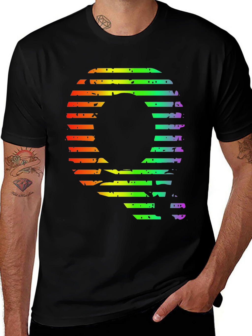 Retro Rainbow Letter Q Graphic Tee