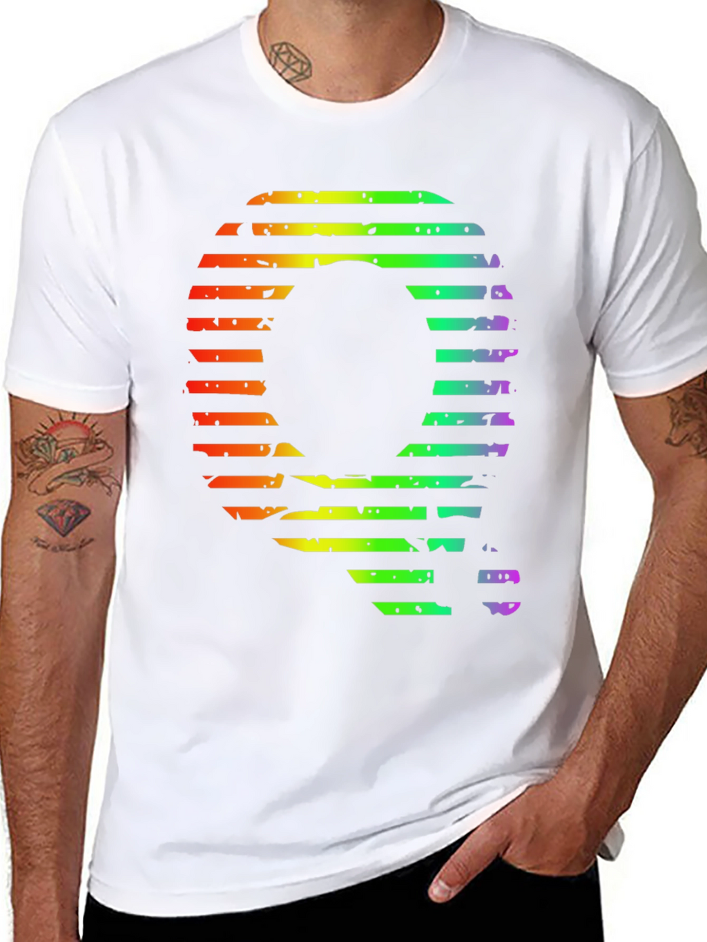 Retro Rainbow Letter Q Graphic Tee