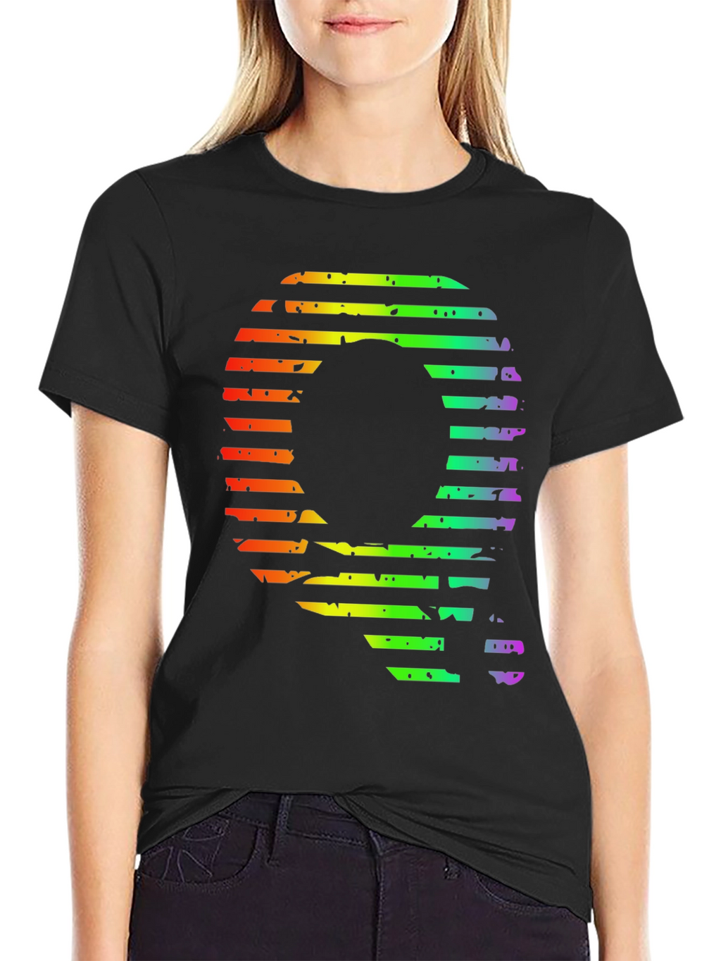 Retro Rainbow Letter Q Graphic Tee