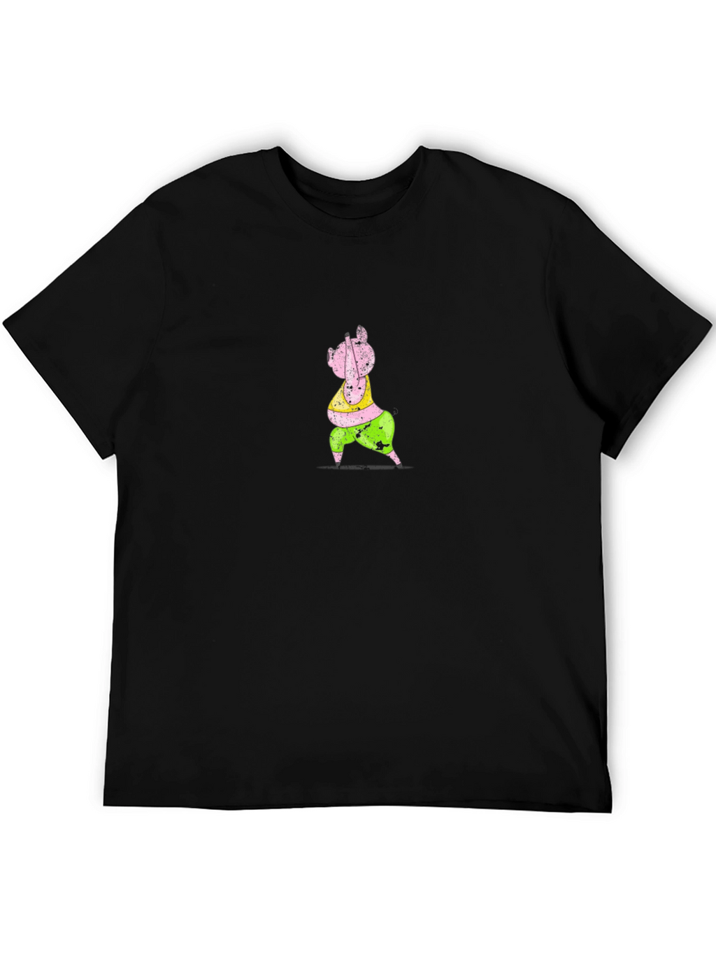 Cartoon Pig Graphic Black T-Shirt