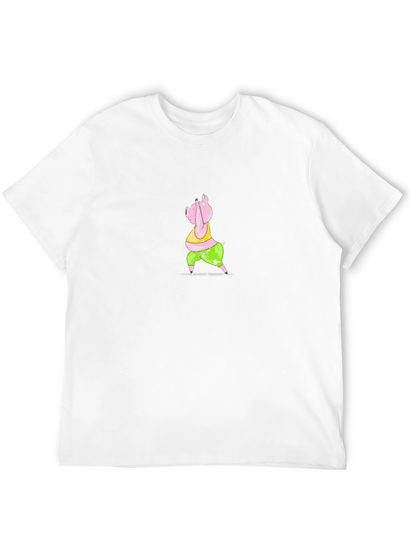 Cartoon Pig Graphic Black T-Shirt