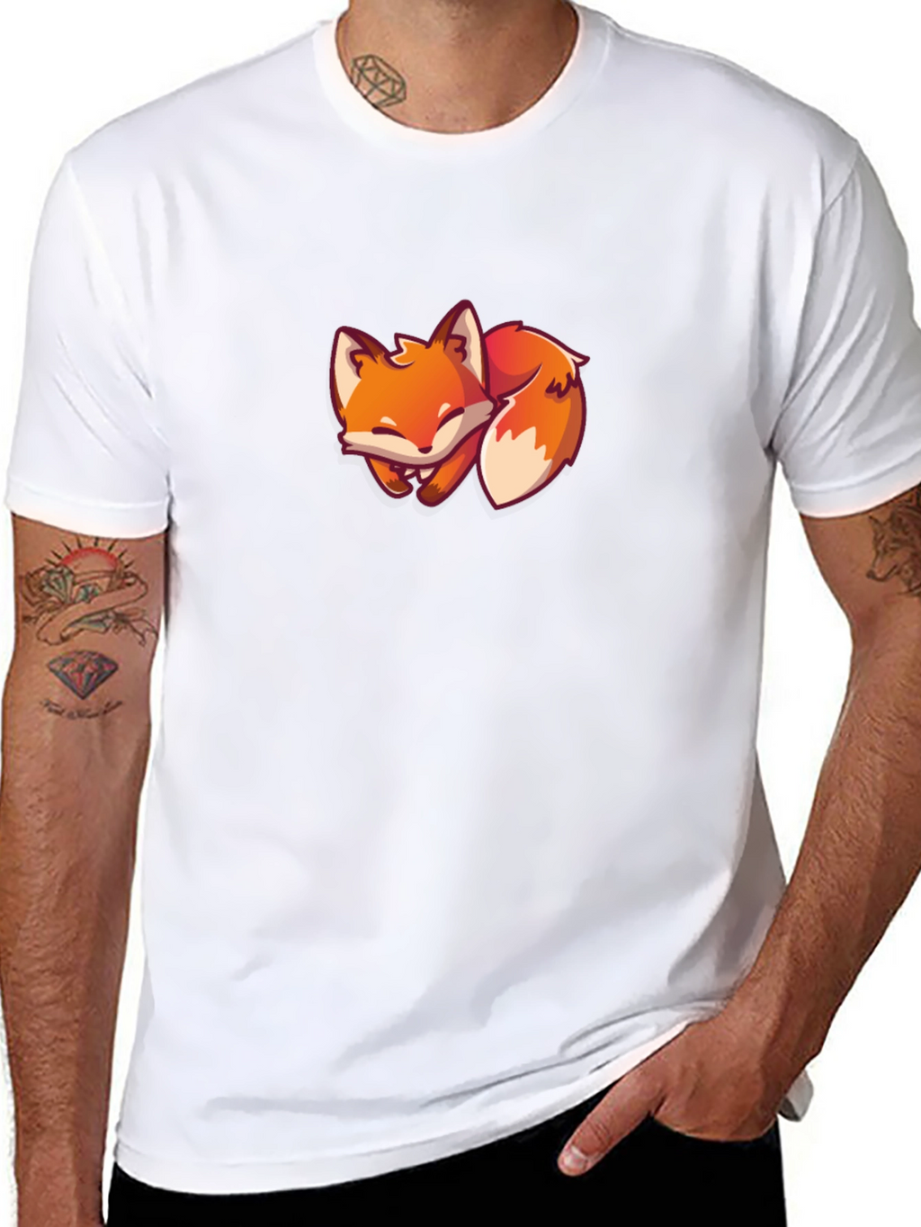 Black Fox T-Shirt - Cute Cartoon Fox Design