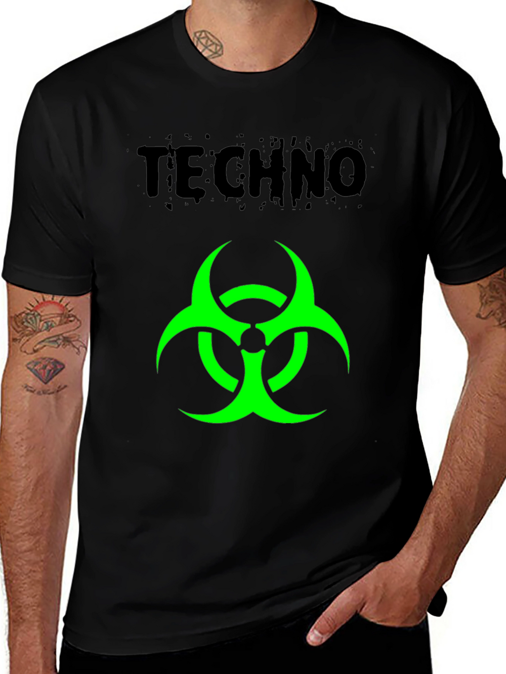 Techno Biohazard Graphic Black T-Shirt