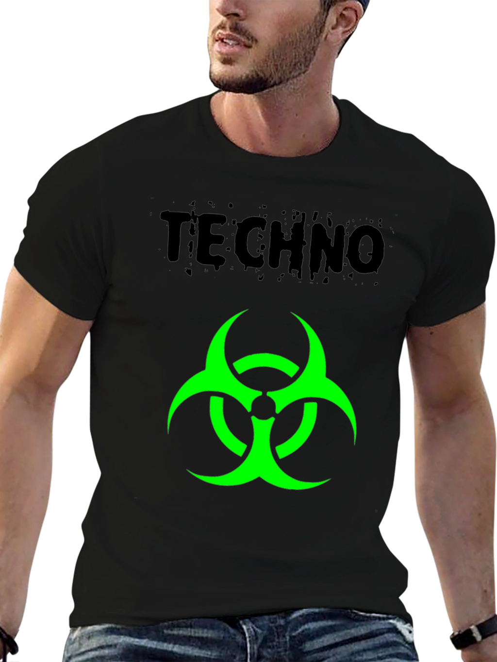 Techno Biohazard Graphic Black T-Shirt