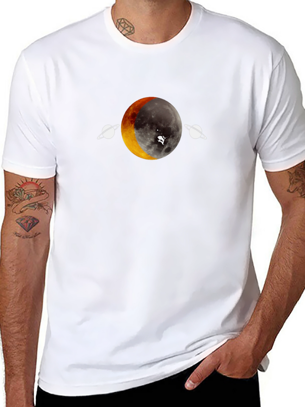 Lunar Eclipse Graphic Tee - Unique Space Design