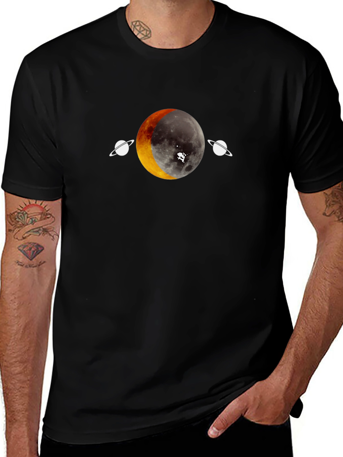 Lunar Eclipse Graphic Tee - Unique Space Design