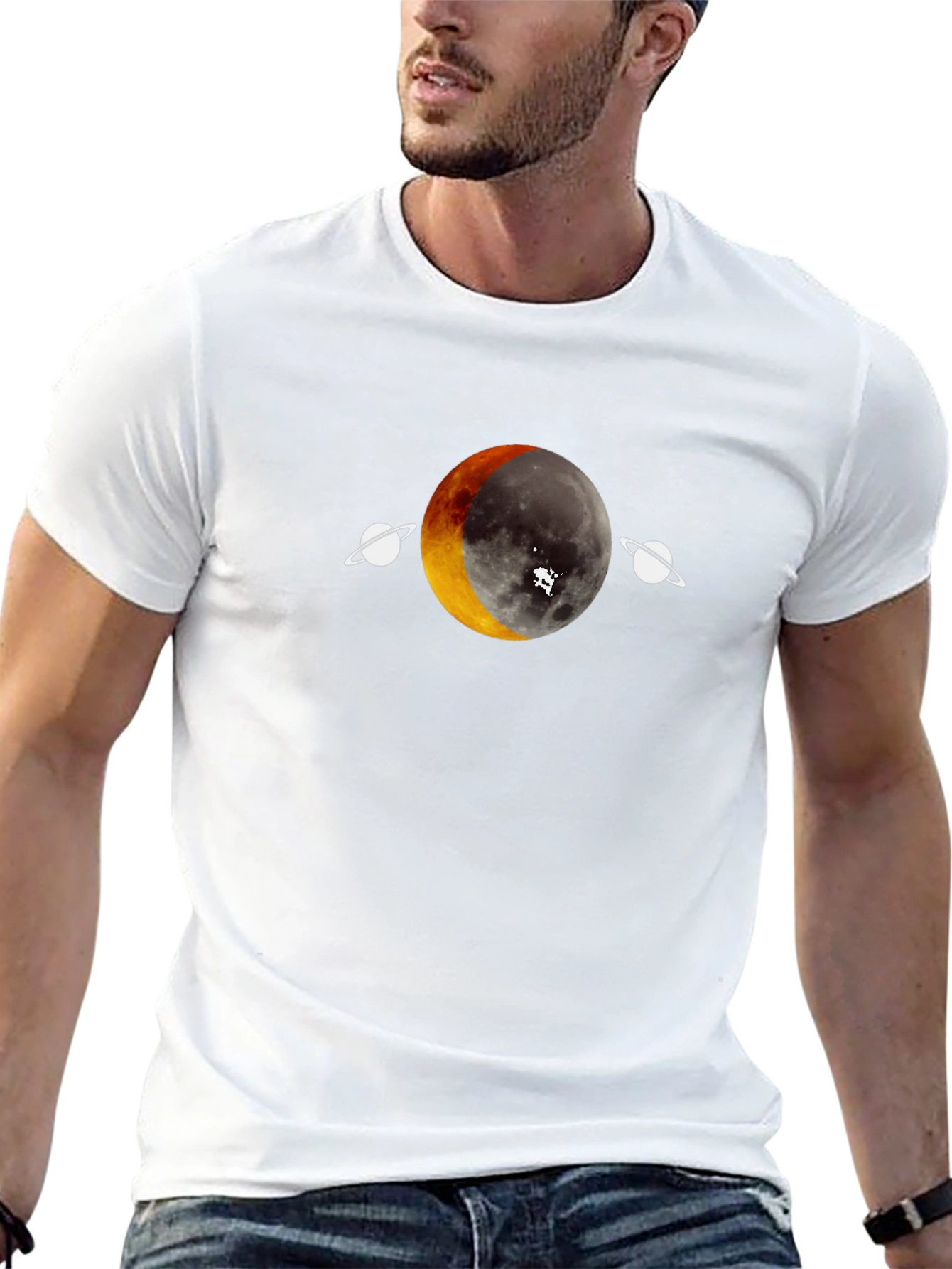 Lunar Eclipse Graphic Tee - Unique Space Design