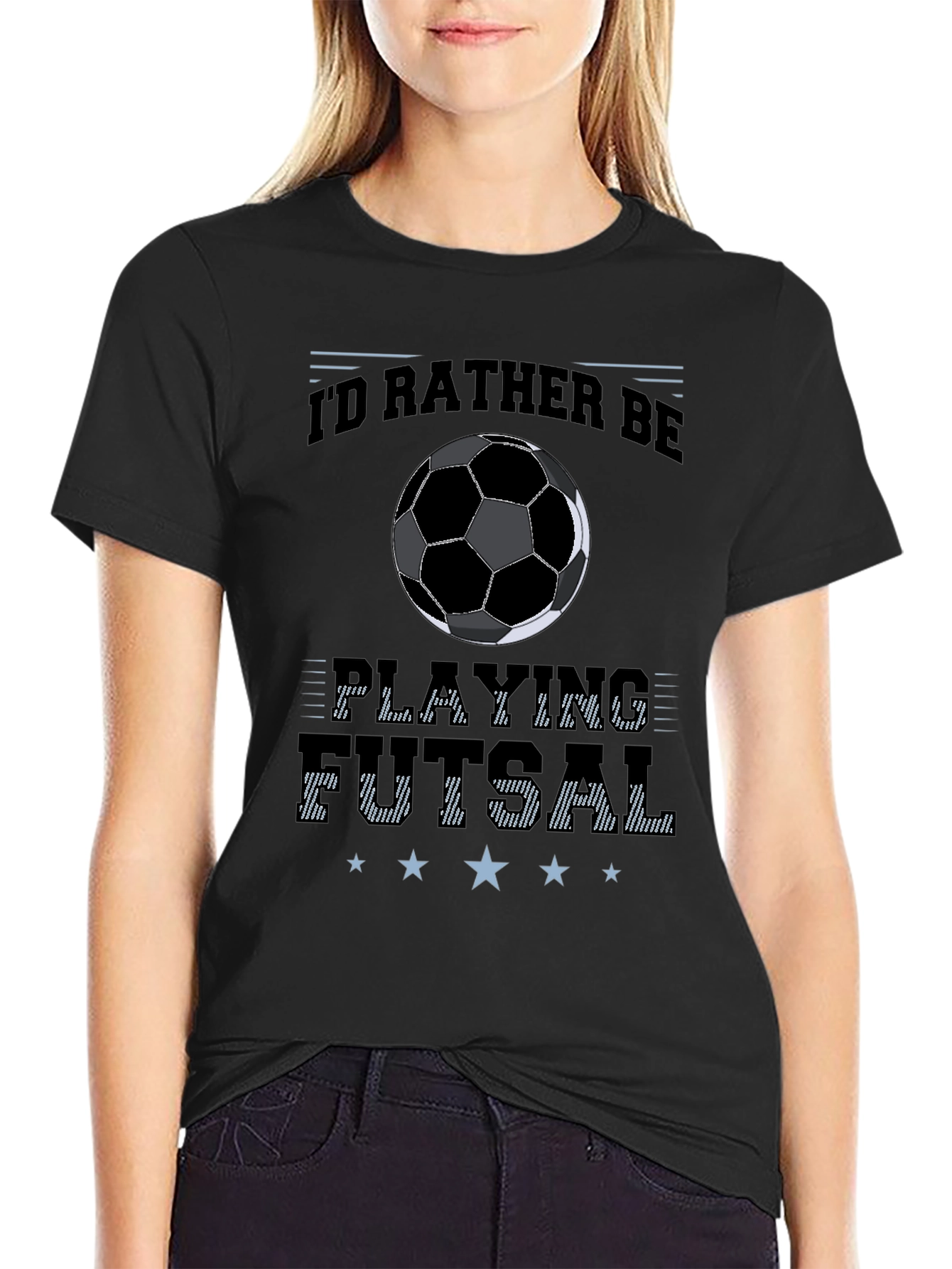 Id Rather Be Playing Futsal Black T-Shirt