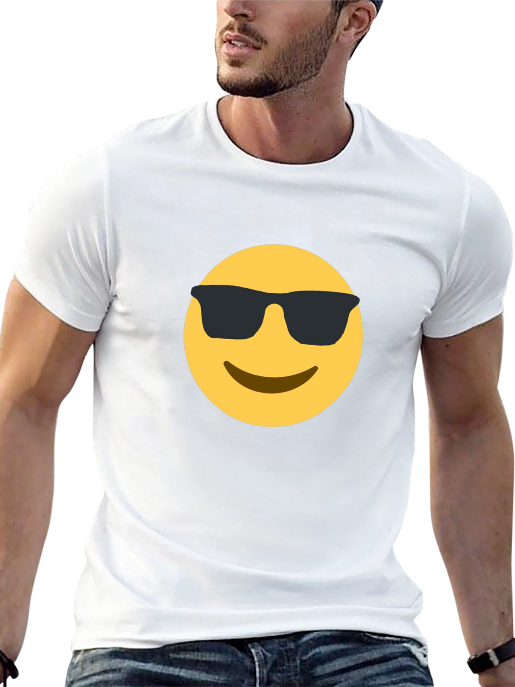Cool Emoji Graphic Tee - Black Cotton T-Shirt