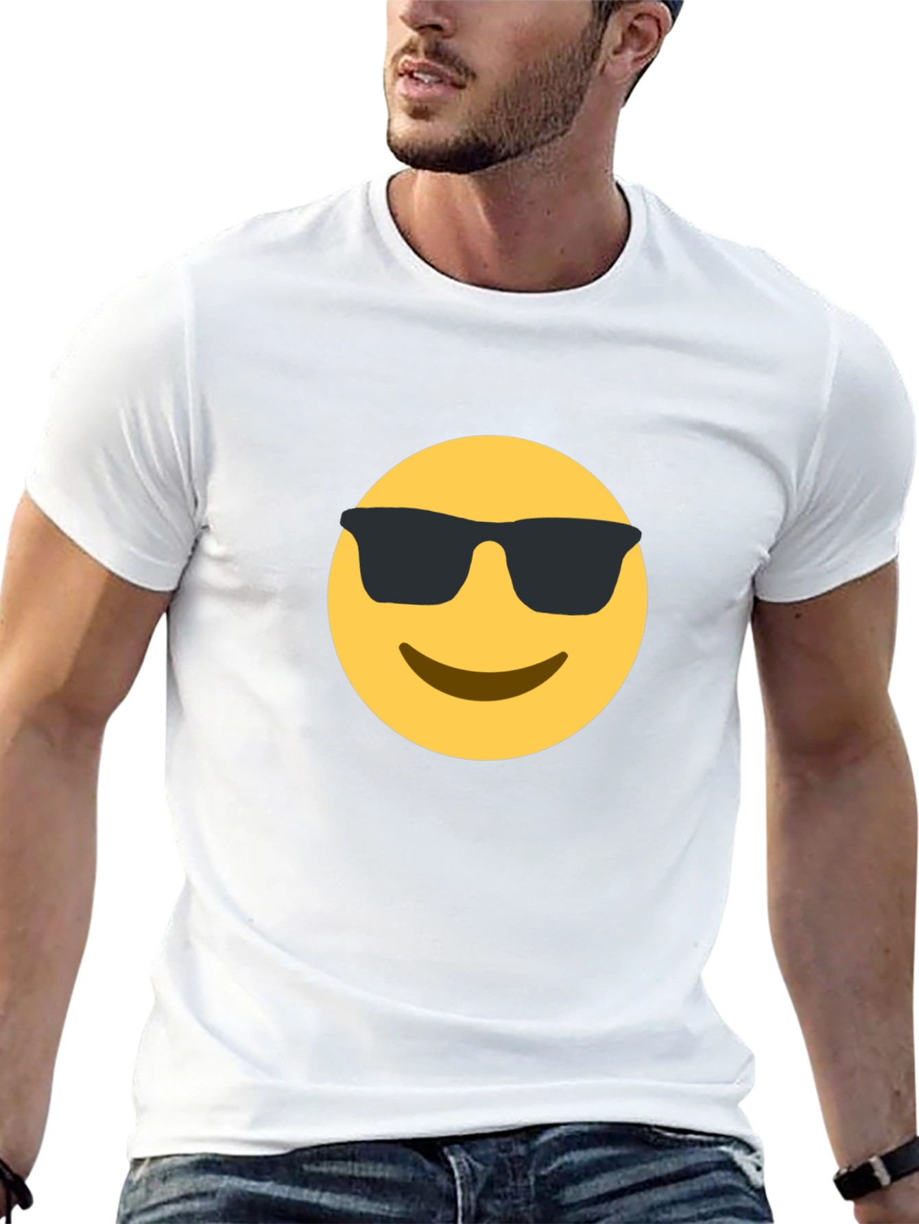 Cool Emoji Graphic Tee - Black Cotton T-Shirt