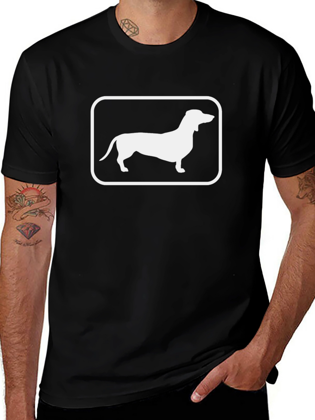 Dachshund Dog Graphic Tee - Unisex Black T-Shirt