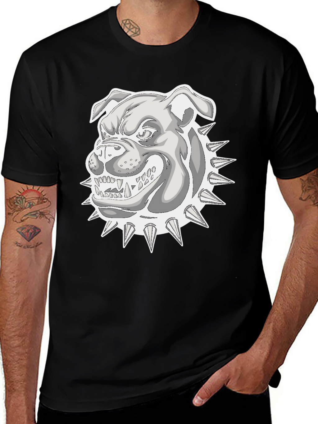 Cool Bulldog Graphic T-Shirt - Black